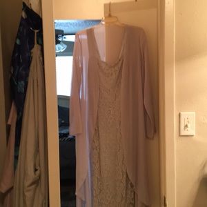 Grey sheath dress with sheer jacket/cover